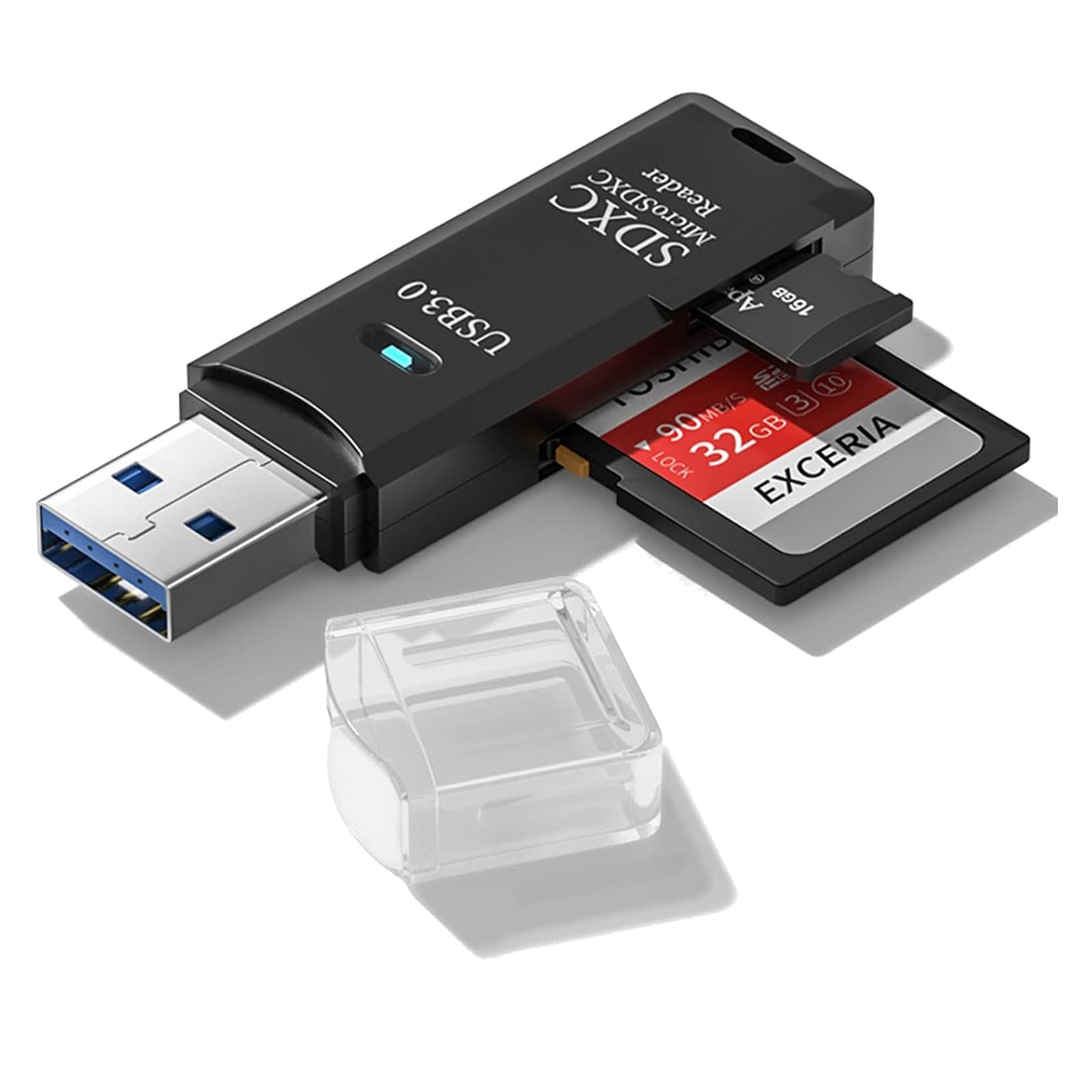 USB3.0 Micro SD Card Reader, 5Gbps 2-in-1 SD Card Reader to USB Adapter, Wansurs Memory Card Reader for SDXC, SDHC, MMC, RS-MMC, Micro SDXC, Micro SD, Micro SDHC and UHS-I Cards (1Pack Black) -Like New