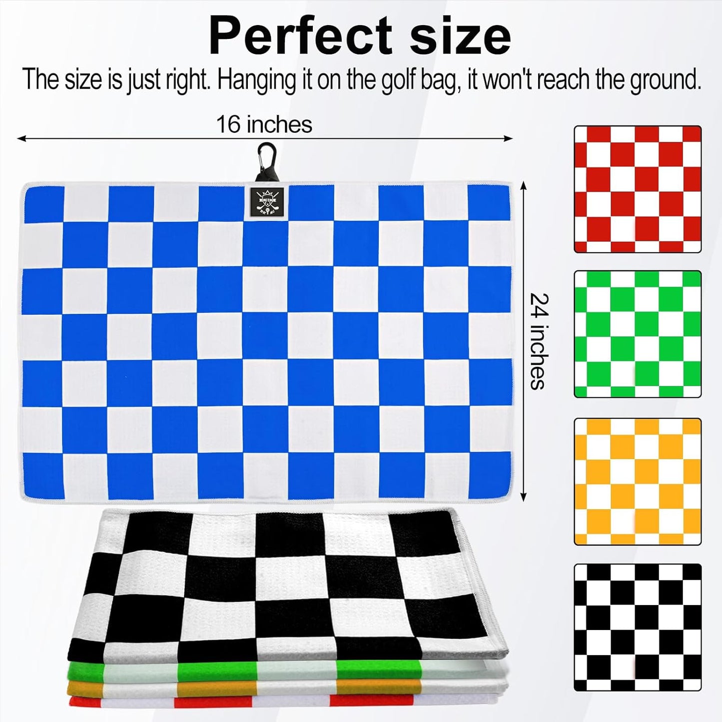 2Pcs Magnetic Golf Towel (24"x16") for Men - Premium Color Waffle-Pattern Golf Towel Magnetic with Clip. GolfAccessories for Men & Women, Fits GolfCarts/Clubs - Red/Blue