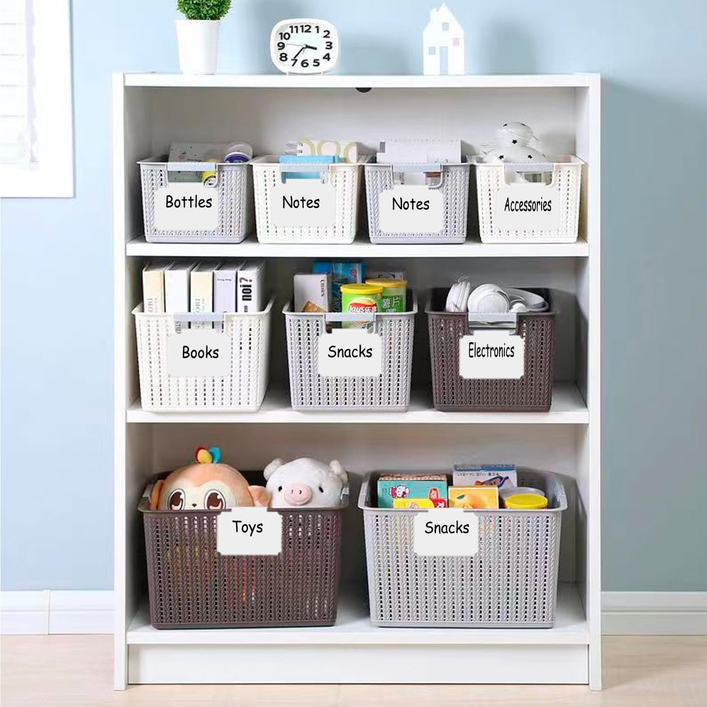 Erasable Label Holders Kit - 20 White PVC Bin Clips & 2 Chalk Markers for Organizing Storage Bins, Baskets, Containers
