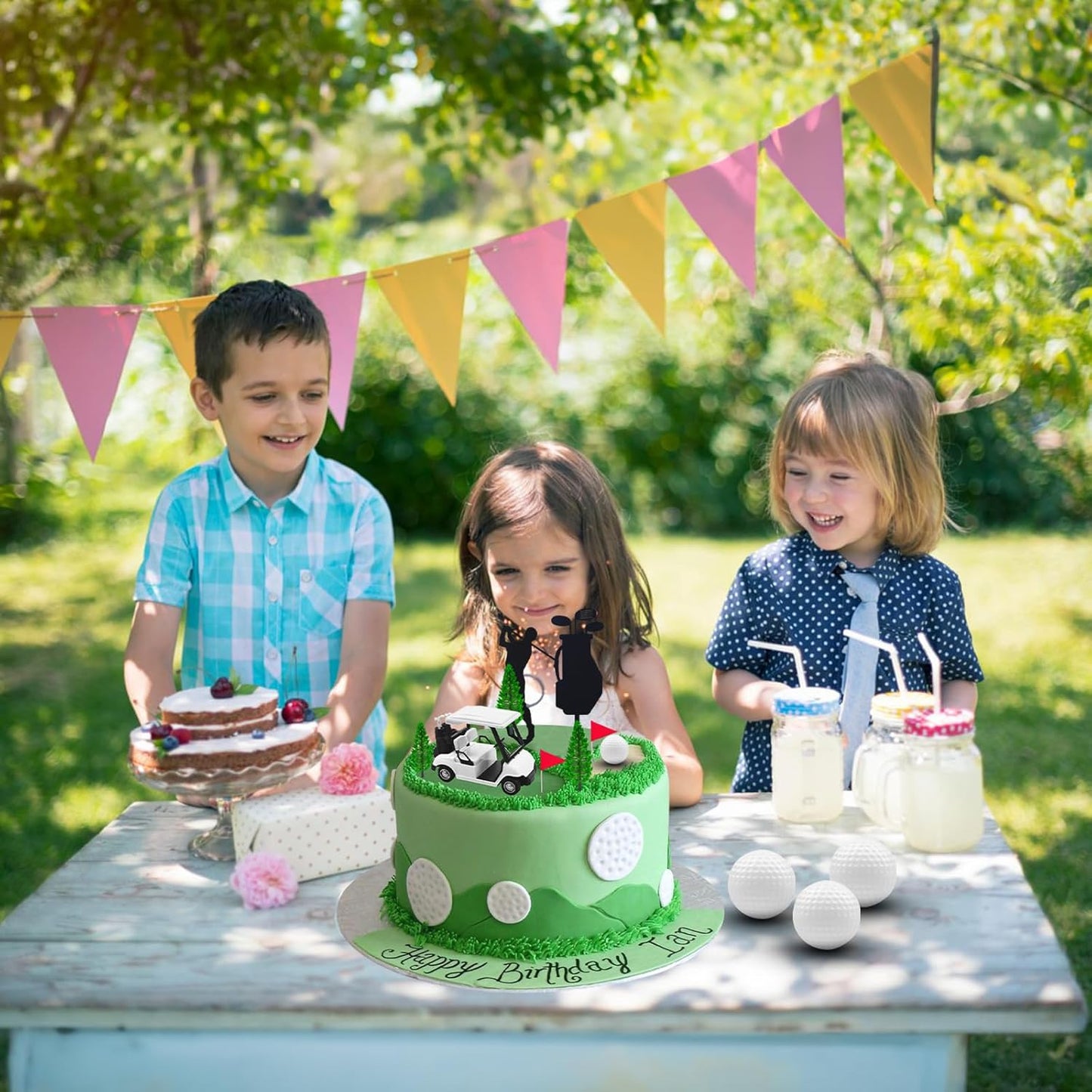 MEMOVAN Golf Cake Decorations Golf Birthday Cake Toppers Mini Golf Cart Toy Golf Theme Cake Decorations with Cart Flag Golf Ball Green Tree for Golf Theme Party Supplies