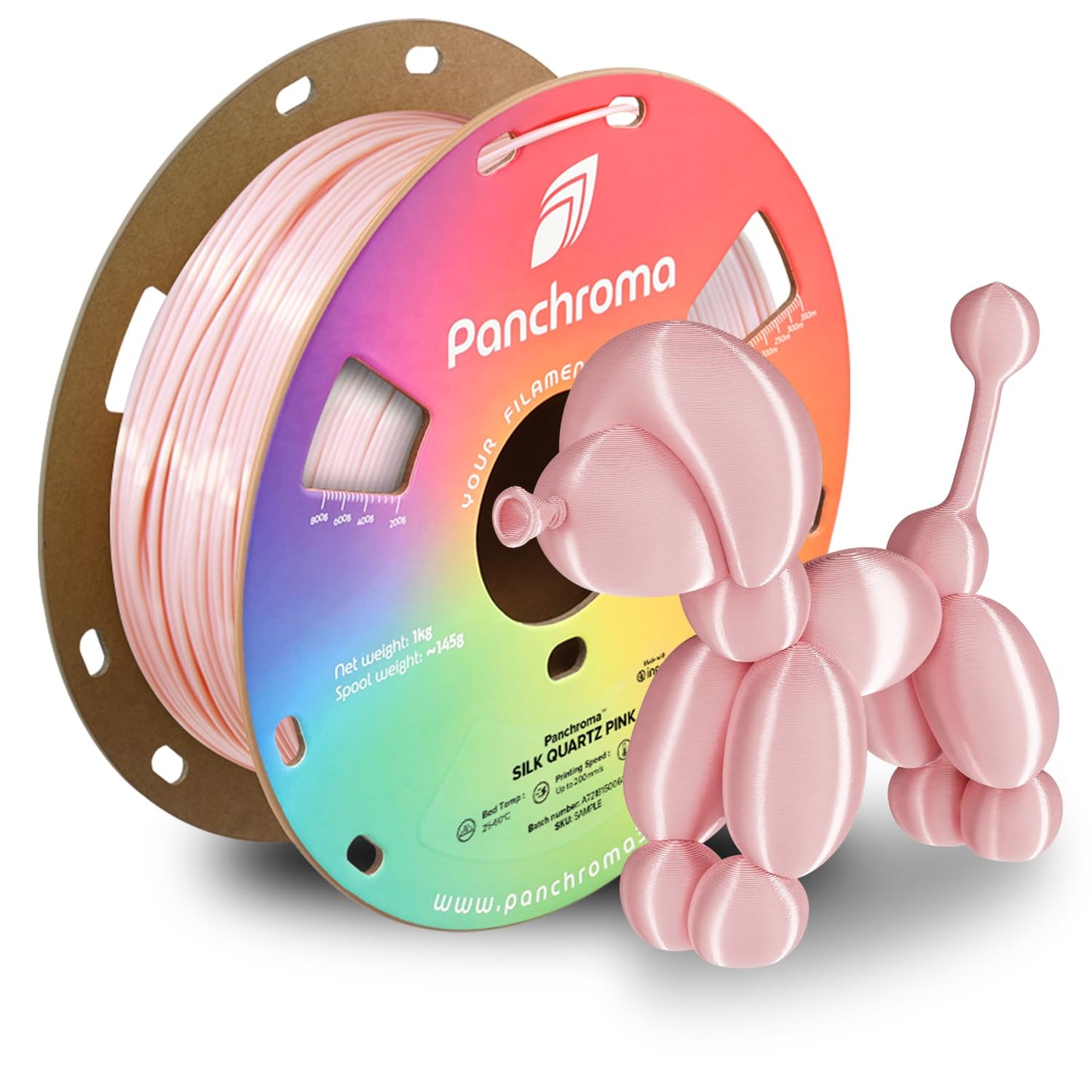 Polymaker Panchroma Silk PLA Filament 1.75mm 1kg, Shiny Quartz Pink, New and Improved Formula, Better Strength, Printing Speed a