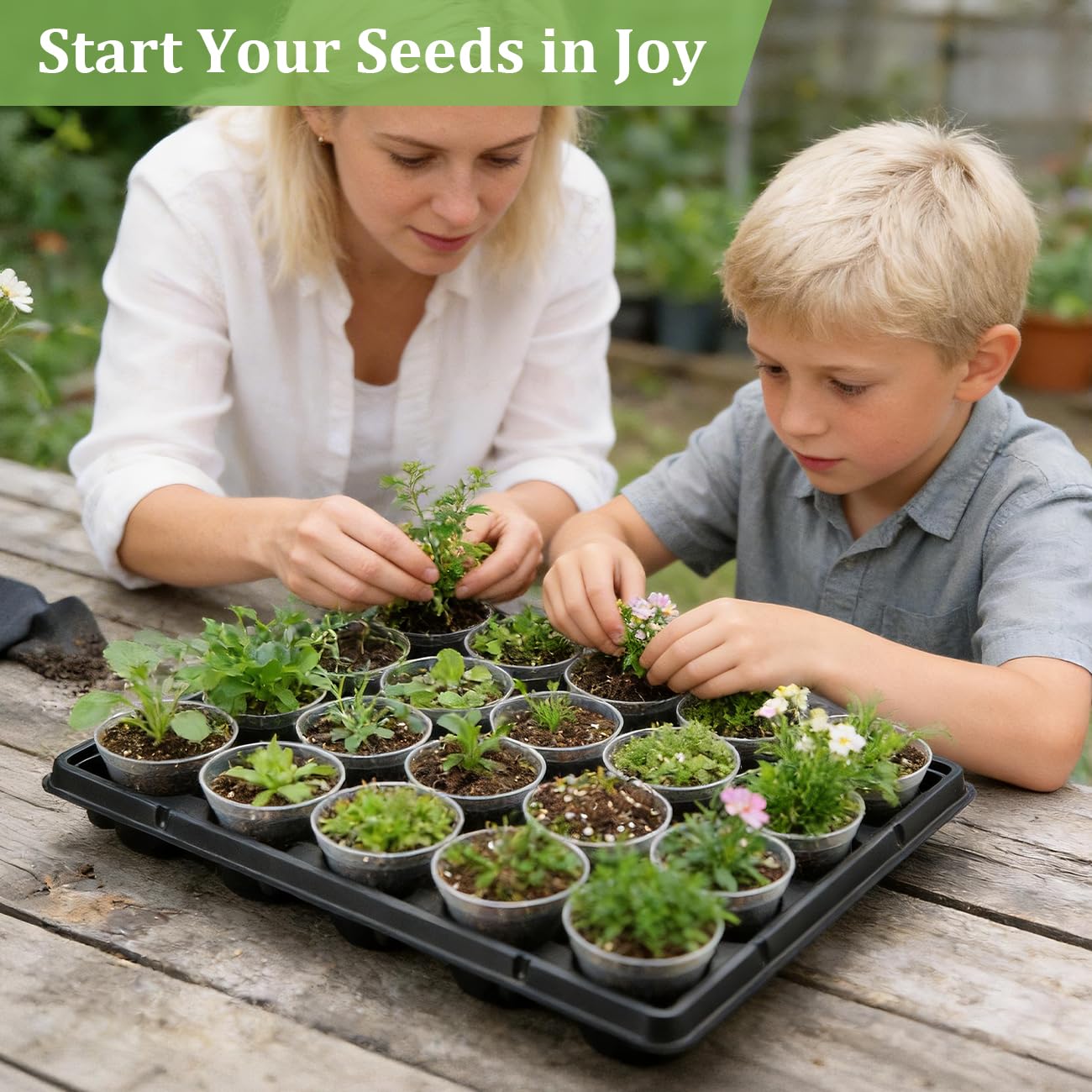 3 Inch Clear Nursery Pots 100 Pcs with 5 Pcs 20 Cell Potting Trays, 5 Sets Seed Starting Kit for Seedlings Cuttings Indoor Growing, Sturdy Transparent Plant Pot Carrying Tray Germination Set