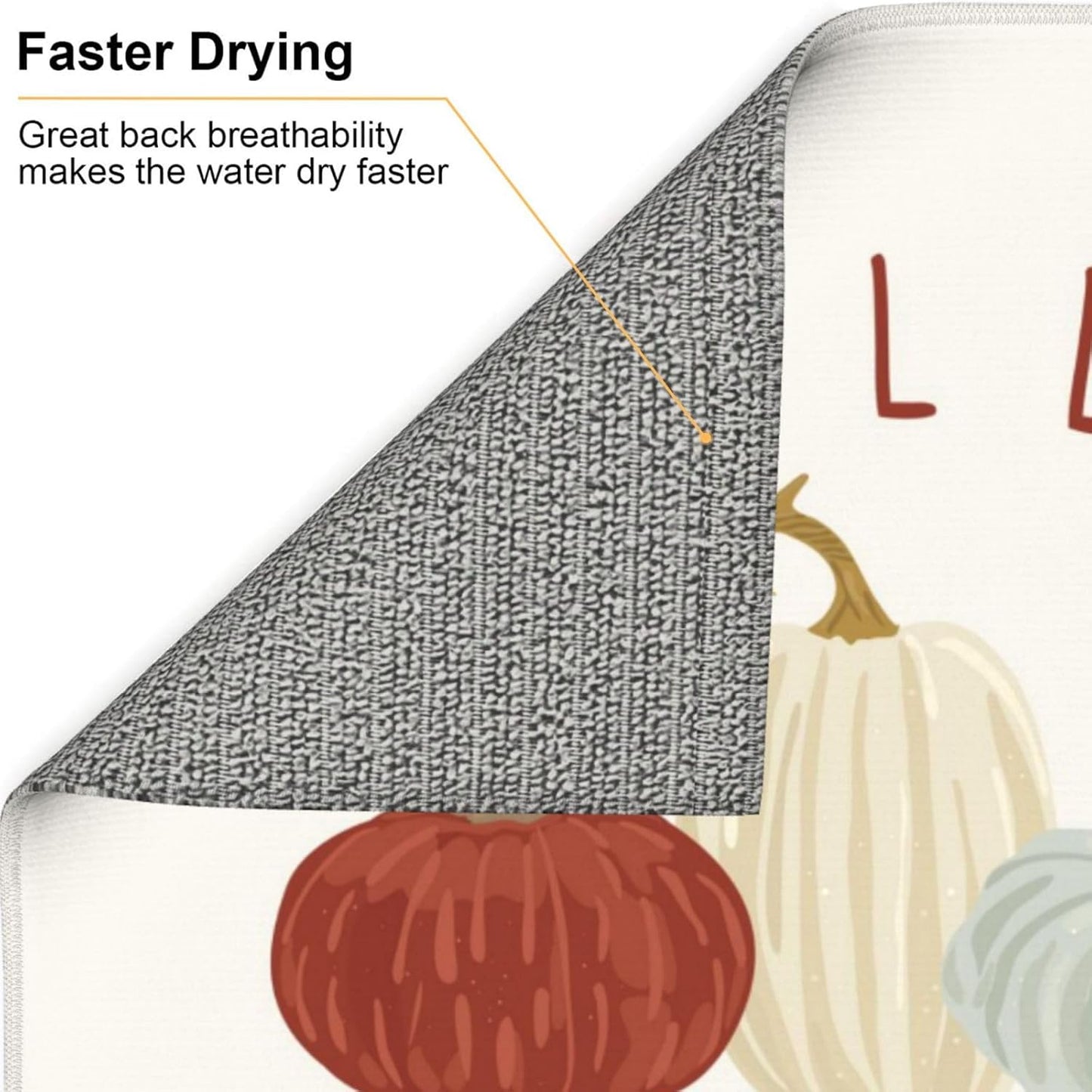 Dish Drying Mat Pumpkin Thanksgiving Autumn for Kitchen Counter Absorbent 16x18 Inch Microfiber Dishes Plate Glass Dry Draining Pad Reversible Washable