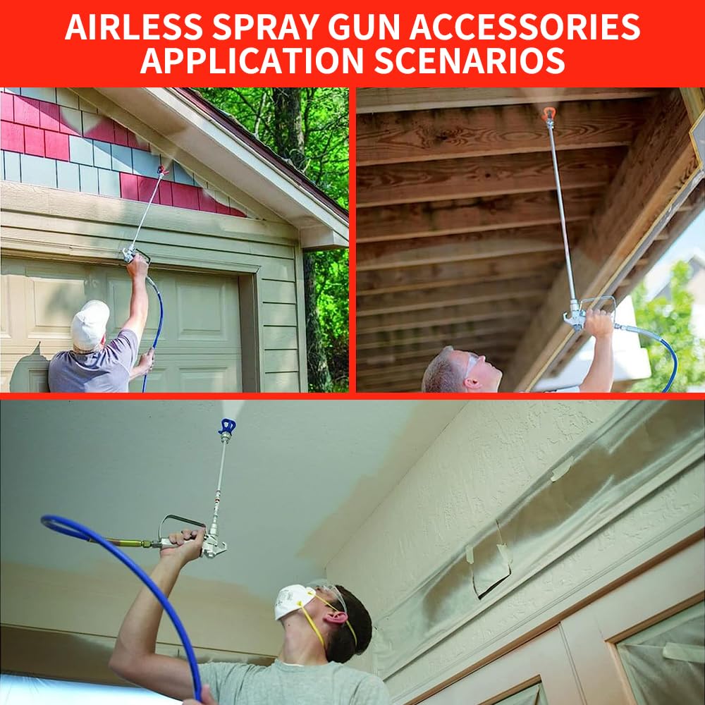 10 Pieces Airless Paint Sprayer Gun Accessory Set Equipped with 2 Extension rods 6 Spray Tips and 2 Nozzle Seats Suitable for Home Renovation .(109, 211, 313, 415, 517, 623)