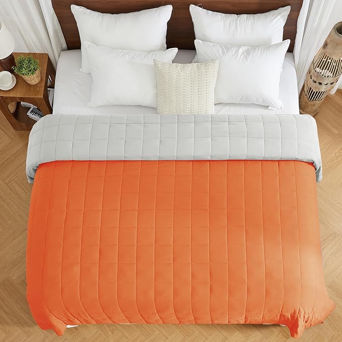 King Size Weighted Blanket for Adults (20 lbs, 80” x 87”, Orange) Cooling Heavy Blanket for Sleeping Perfect for 190-210 lbs, Breathable Blanket for Adults & Couple All Season, Machine Washable
