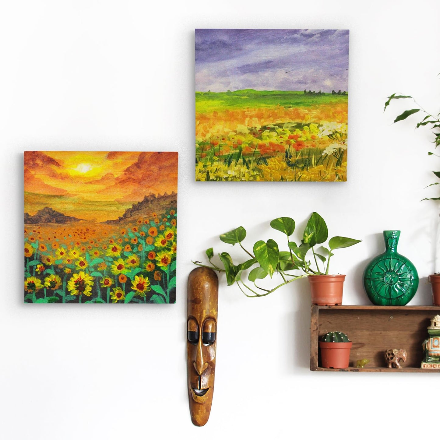 Falling in Art Unfinished Birch Wood Panels Kit for Painting, Wooden Canvas 4 Pack of 5x5’’ Studio 3/4’’ Deep, Cradle Boards for Pouring, Art, Crafts, Burning and More