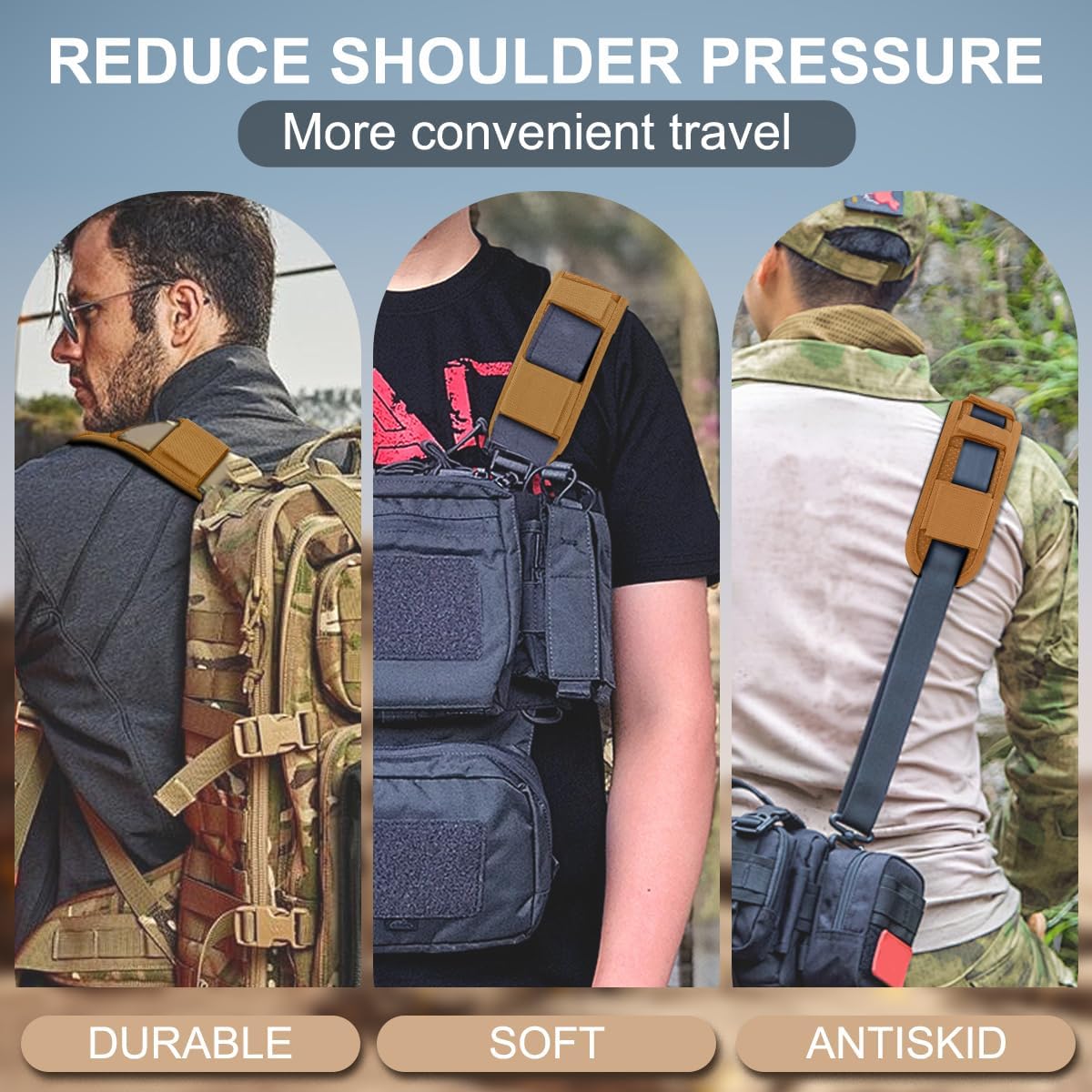 ZINZ 2-Pack Universal Shoulder Pad with Ultra Thick Cushion for Bag Luggage Bag Crossbody, Plus Long & Anti-Slip & Breathable,Khaki