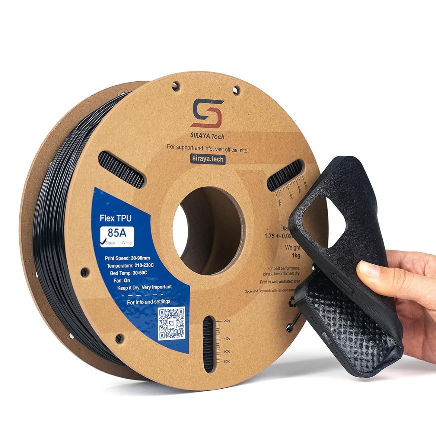 Siraya Tech Flex TPU Filament - 85A Shore, ISO 10993, High Flexibility & Toughness, High Flow & Speed, Easy to Print, Moisture-R