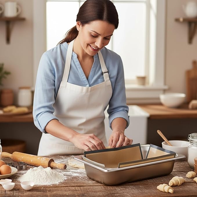 2Pcs 9x5" Baking Loaf Pan Liners Silicone Bread Loaf Pan Liner for Baking Reusable Bread Pans Liner Nonstick Silicone Breads Mat Sling