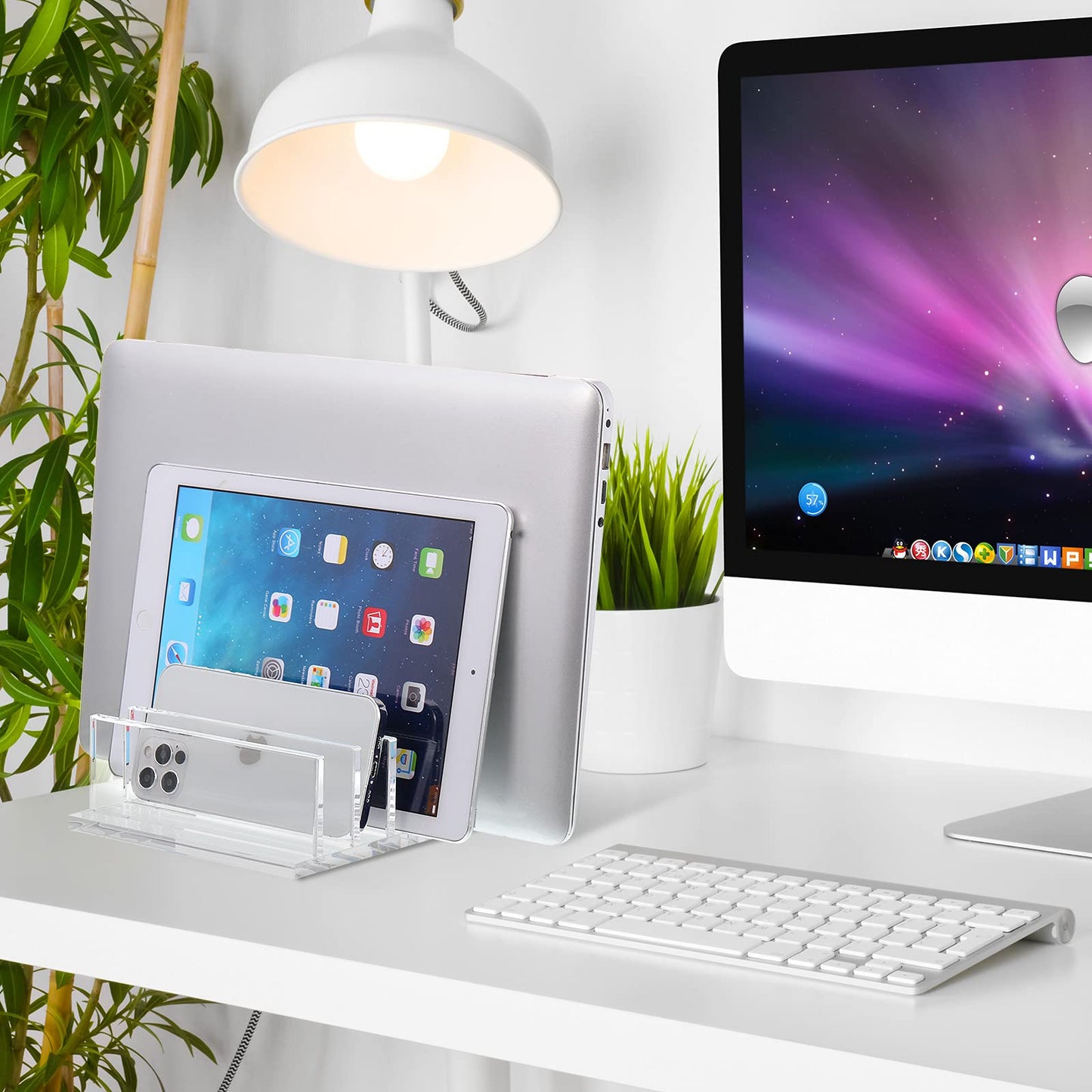 Frienda 1 Piece 4-Compartment Acrylic Vertical Laptop Stand, Can Accommodate With A Thickness Of Less Than 2 Cm, Fits Most Lapto