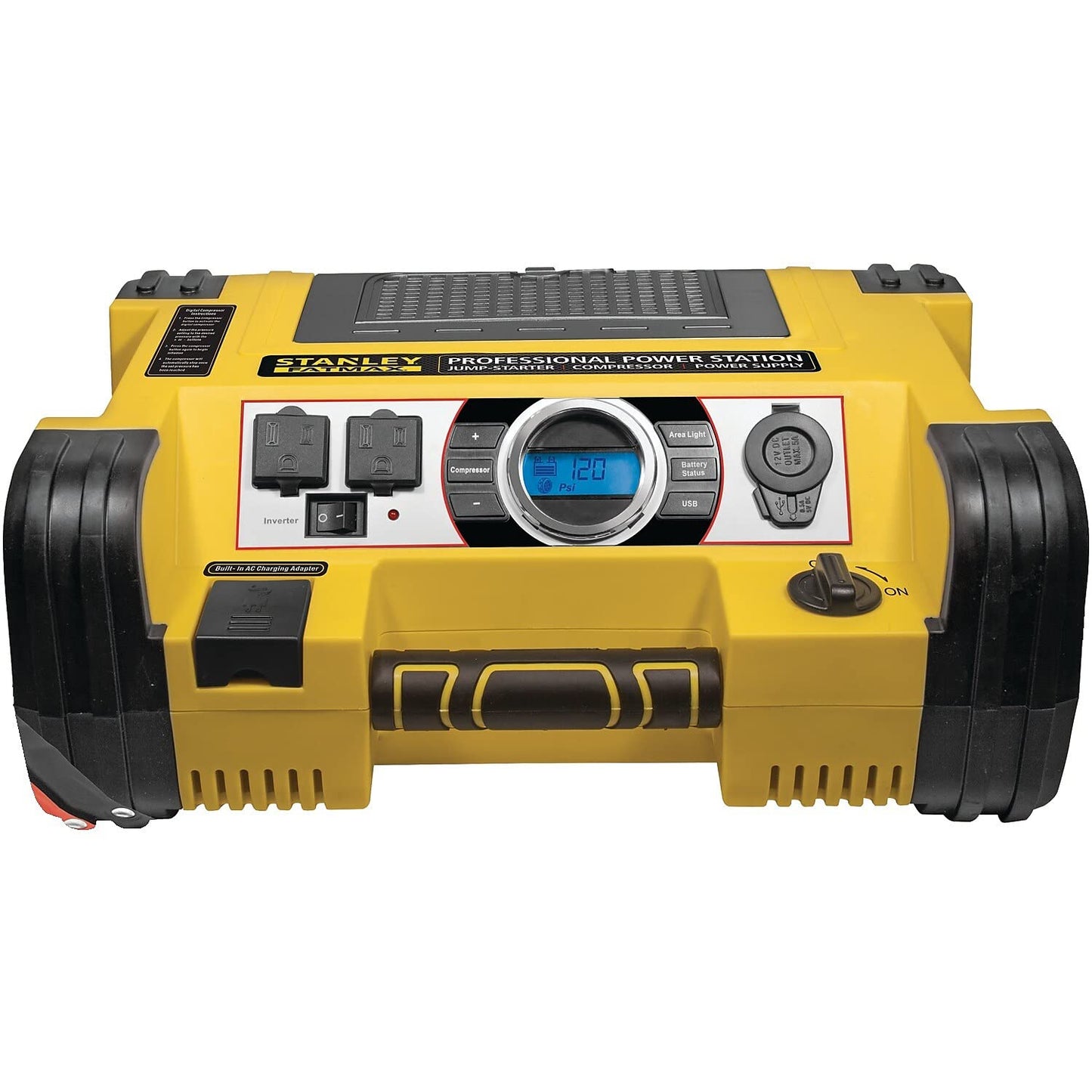 Stanley Fatmax Pprh7Ds Professional Power Station Jump Starter: 1400 Peak/700 Instant Amps, 500W Inverter, 120 Psi Air Compresso
