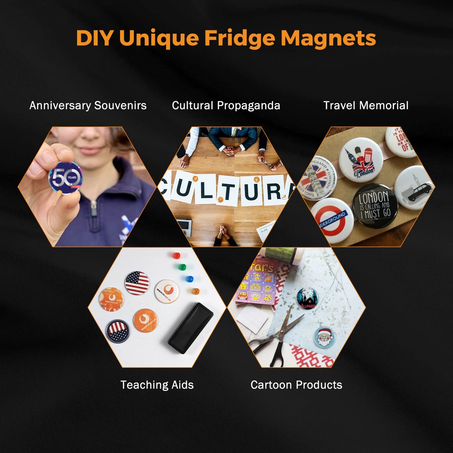 BEAMNOVA 100 Sets of Metal Button Parts Supplies Fridge Magnet 32mm / 1.26 in (Approx. 1-1/4 inch) for Button Maker Machine DIY Round Pin Maker, Supplies Only, Machine NOT Included