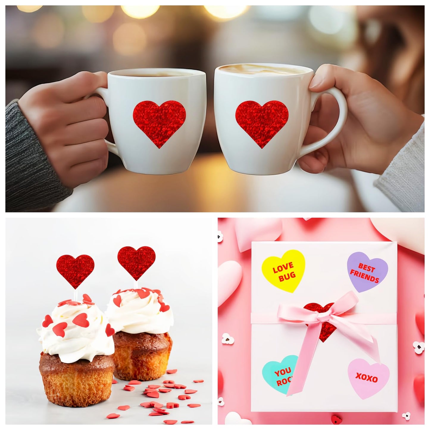 1000PCS Valentines Heart Stickers for Kids, 1.5" Valentines Day Stickers Love Decorations Accessories Labels for Anniversaries Wedding Crafts Classrooms Decorations Valentines Cards 2 Rolls