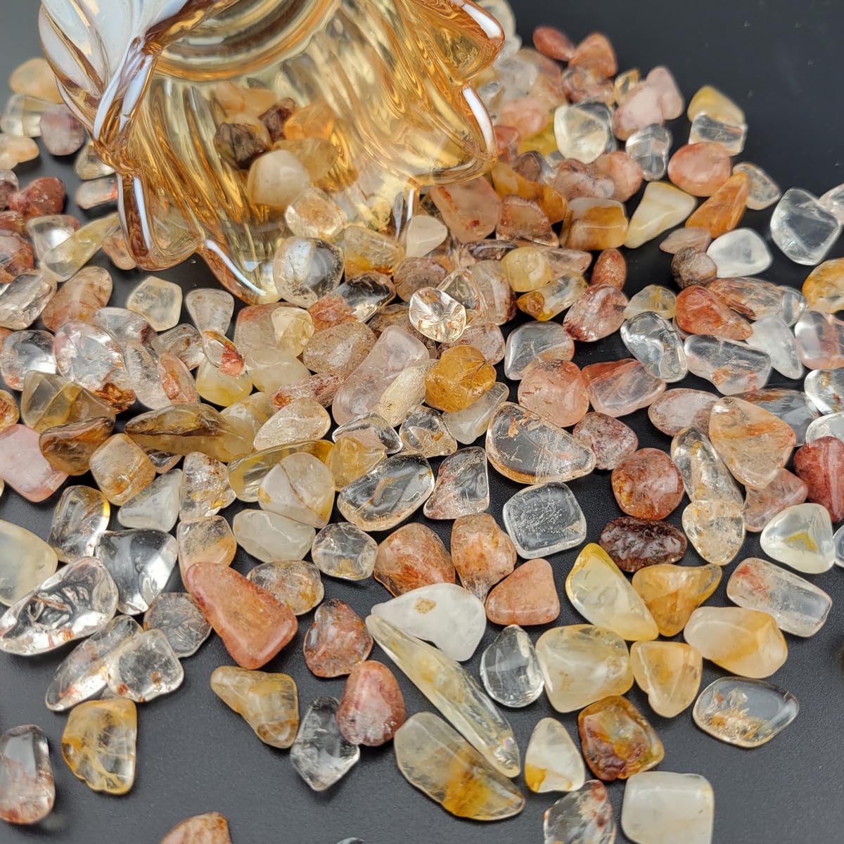 1,000 Carats Phantom Quartz Handpicked Tumbled Stones Crystals Chips 0.2''-0.5'' Bulk Pocket Stones for Healing, Reiki, Meditation, Witchcraft and Home Decorations (Mix Phantom Quartz)