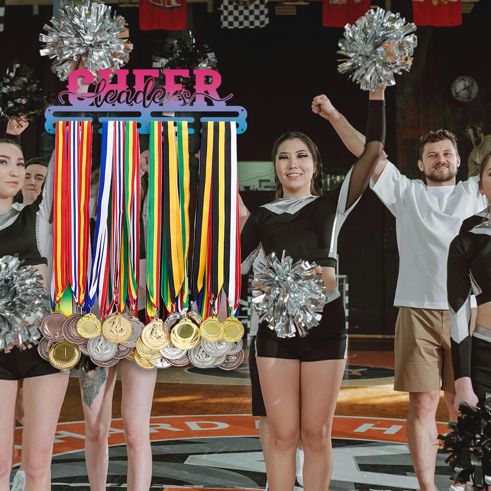 PH PandaHall Cheer Medal Hanger Display, Iron Cheer Medal Holder Cheerleader Hanger Award Ribbon Medal Rack Wall Mount Medal Holder Display for Over 60 Sports Medals Basketball Soccer Cheerleading