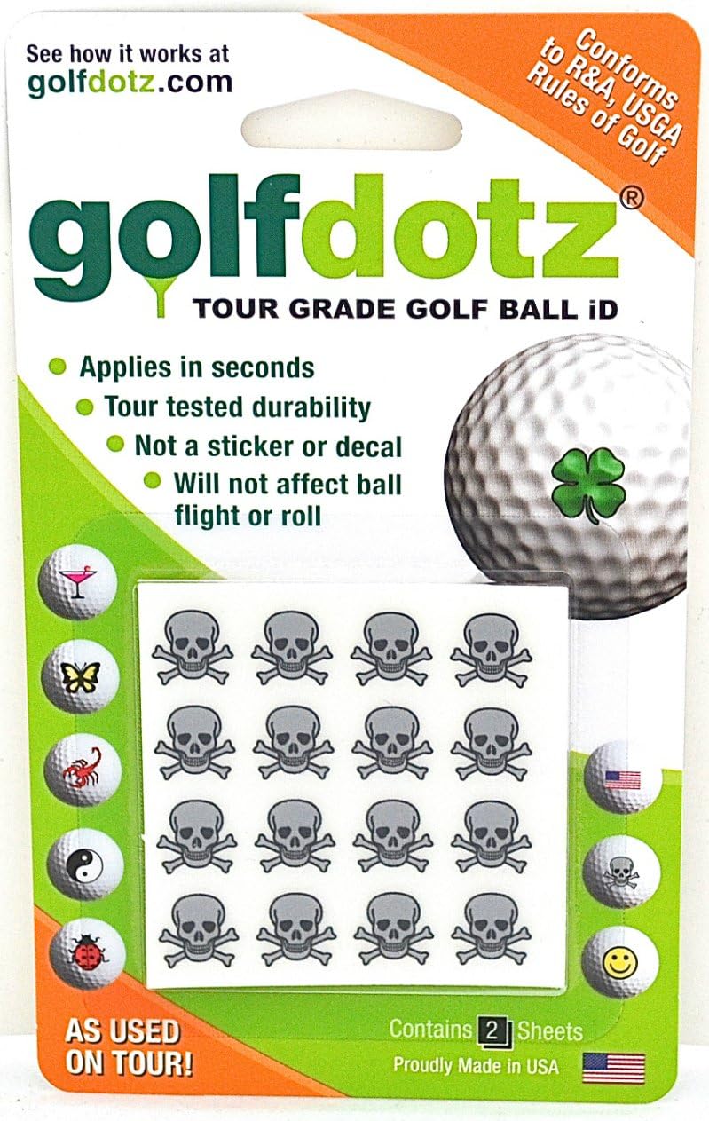 Golfdotz - USGA Rule Conforming Golf Ball Markers, Golf Ball Stickers for Marking Balls, No More Smearing from Stamps, Gifts for Golfers, Dads, and Retirees, (18-32-Count)