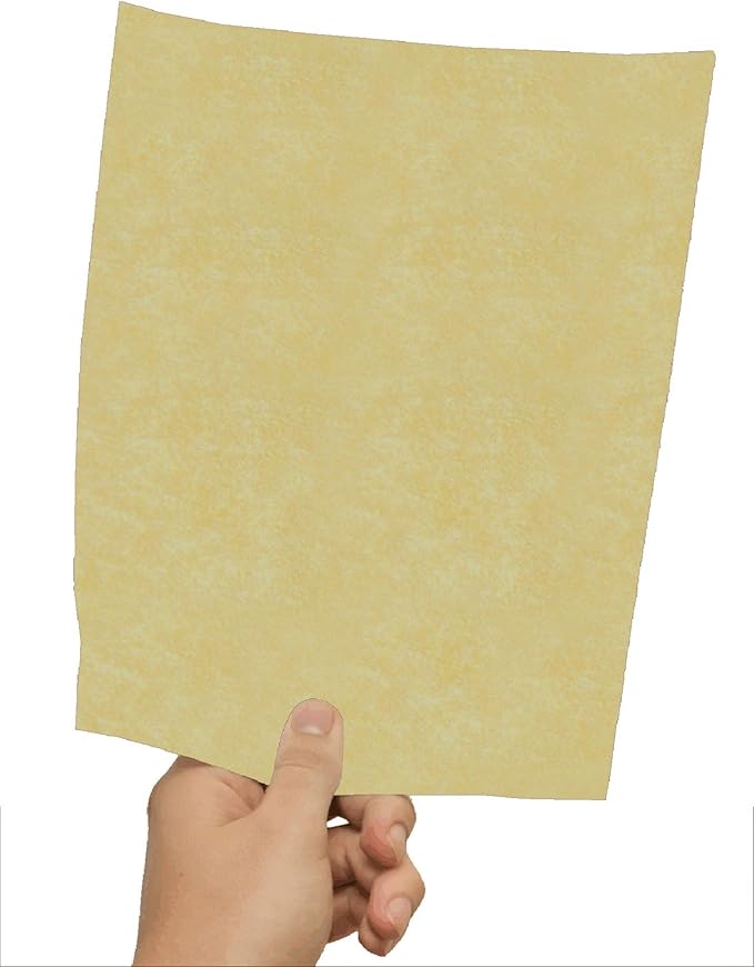 25 Gold Parchment 65lb Cover Weight Paper 8.5 X 11 Inches Cardstock Colored Sheets Letter Size -Printable Old Parchment Semblance