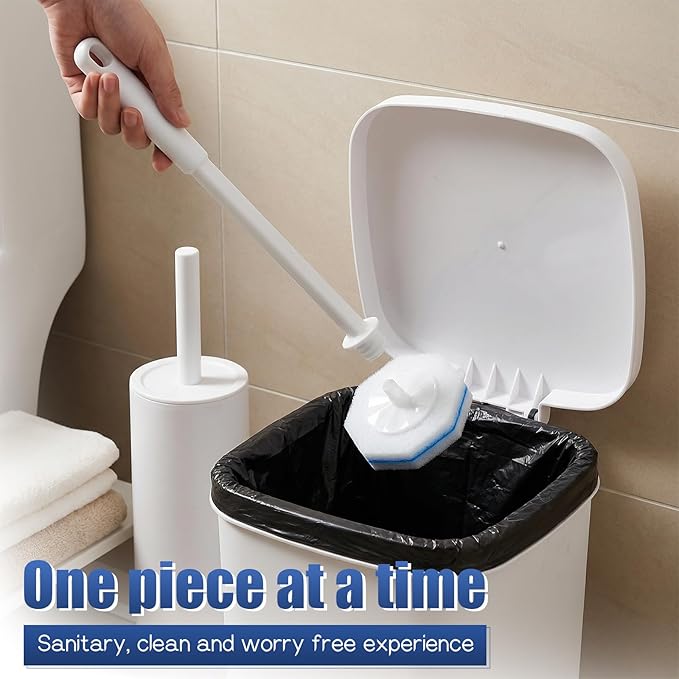 50 PCS Disposable Toilet Scrubber Refill, Toilets Bowl Cleaner Refills Toilet Wand Refill High-Density Fresh Scent and Powerful Cleaning Effect for Bathroom Cleaning Compatible Heads