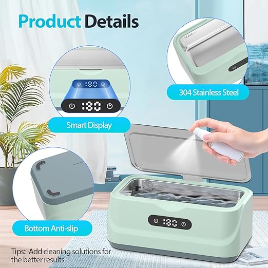Ultrasonic Jewelry Cleaner: 48Khz Ring Cleaner Ultrasonic Machine with Digital Timer, 4 Cleaning Modes, 24W Sonic Cleaner for Jewelry, Glasses, Retainer, Watch Strap, Home & Travel Use, 13.5oz