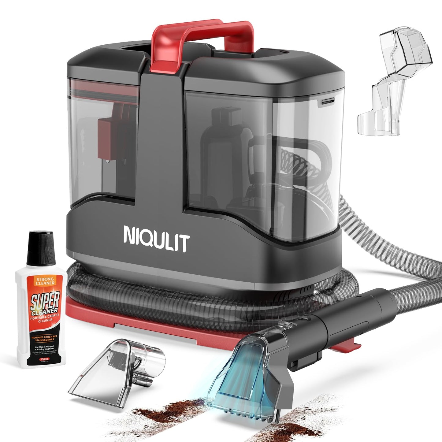 Portable Carpet and Upholstery Cleaner Machine -15Kpa Strong Suction for Rug, Couch, Car, Pet Stain, Carpet Cleaning Machine wit