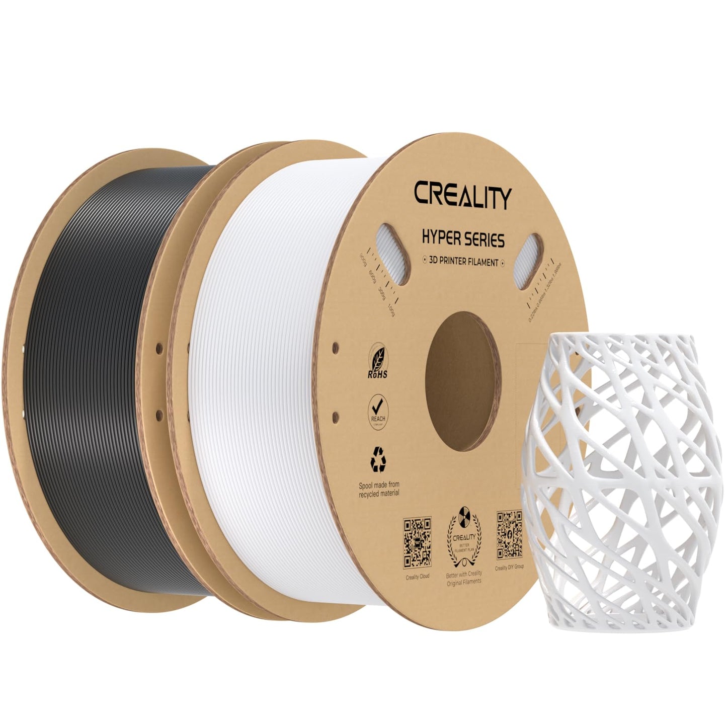 Creality Hyper PETG Filament Bundle 1.75mm 2KG for K1 Max/Ender 3 V3 SE/KE, 3D Printer Filament PLA Designed for High Speed 30-6