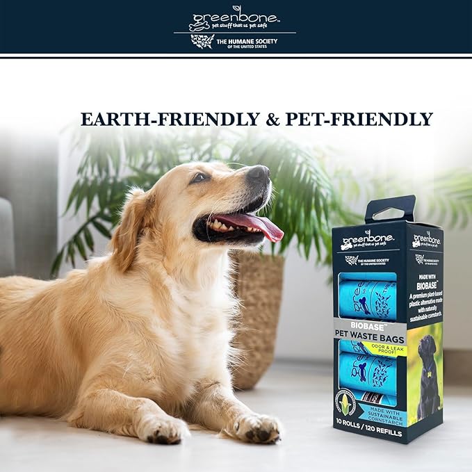 Greenbone The Humane Society Biobase Pet Poop Bags - 10 Rolls - 120 Refills