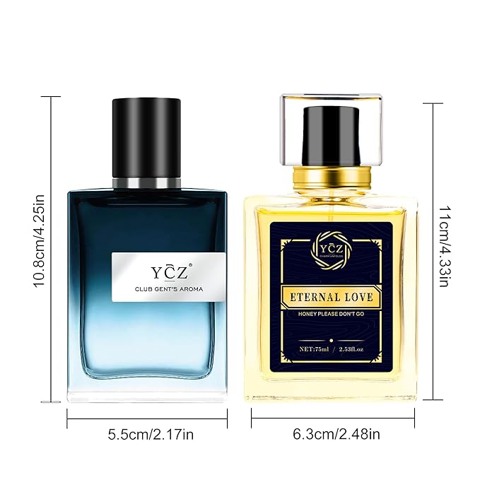 Ycz Cologne for Men Set, 1.7oz(50ml) Bottled Pioneers and Midnight Men Perfume, Spicy Wood Citrus Lemon Lasting Fragrance, Elegant Sleek Bottle Design for Christmas Gifts Ideal