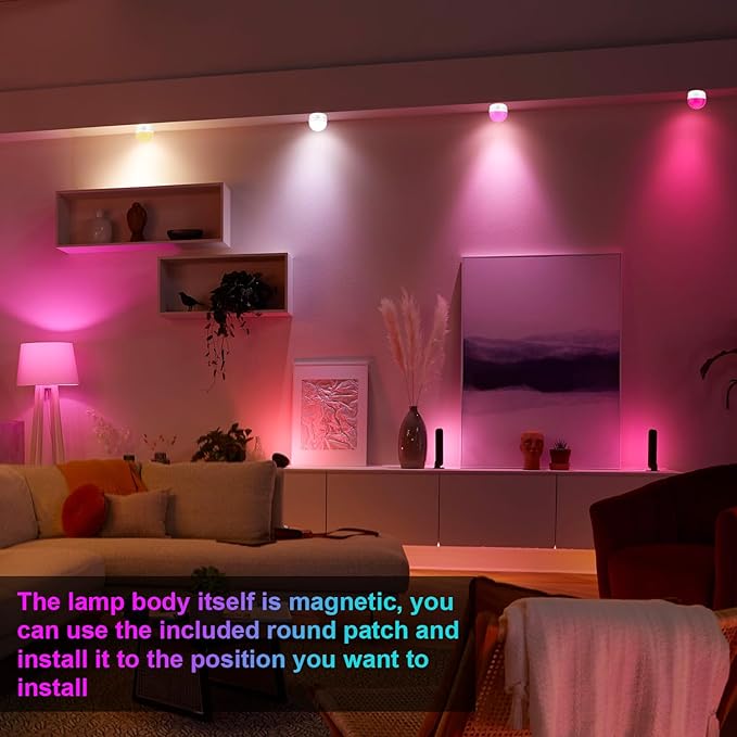 2Packs E26 Rechargeable Light Bulbs with Remote, 6W 450lm Battery Operated Magnetic Light Bulbs 2500mAh, 15 RGB Color, Timer, Dimmer for Non-Hardwired Lamp