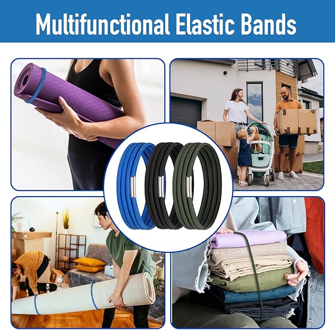 Trash Can Rubber Bands, Fit 13-30 Gallon Garbage Can, Set of 3 Elastic Trash Can Bands Heavy Duty for Kitchen Bathroom, Garbage Bin & Litter Box Bands to Keep Trash Liners in Place, Durable
