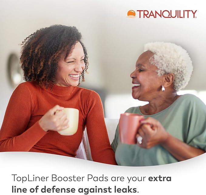 Tranquility TopLiner Disposable Booster Pads, Regular (14" x 4"), Flow-Through Design with Adhesive Strip for Max Absorption, Adult Unisex, 200ct Case