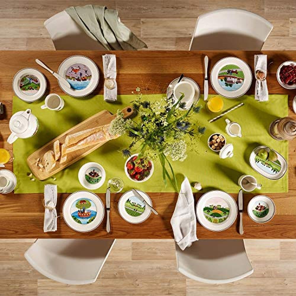 Villeroy & Boch Design Naif Salad Plate #1-Going to Market, 8.25 in, Premium Porcelain, White/Colorful