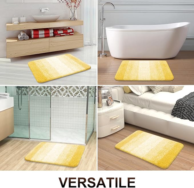 OLANLY Bathroom Rugs Mat 30x20, Extra Soft Absorbent Microfiber Bath Rugs, Rubber Backing, Quick Dry, Machine Washable Bath Mats for Bathroom Floor, Tub and Shower, Home Decor Accessories, Yellow