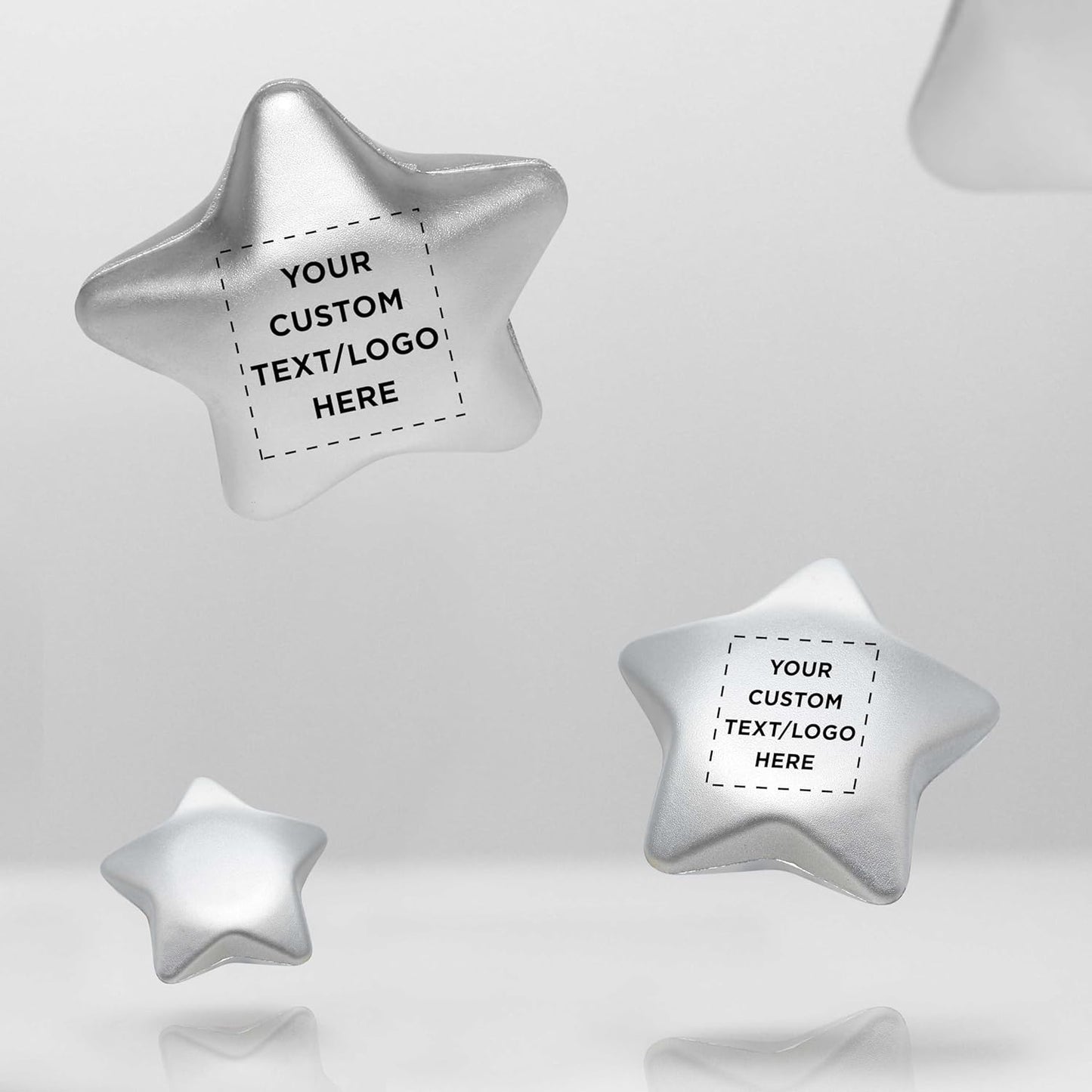 DISCOUNT PROMOS Custom Star Squeeze Balls Set of 100, Pesonalized Bulk Pack - Perfect for Promotional Giveaways - Silver