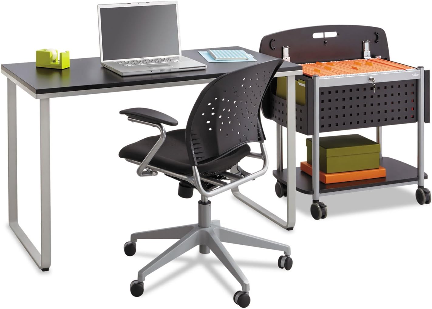 Safco Products 1943BLSL Home Office Table Computer Desk, Black and Silver