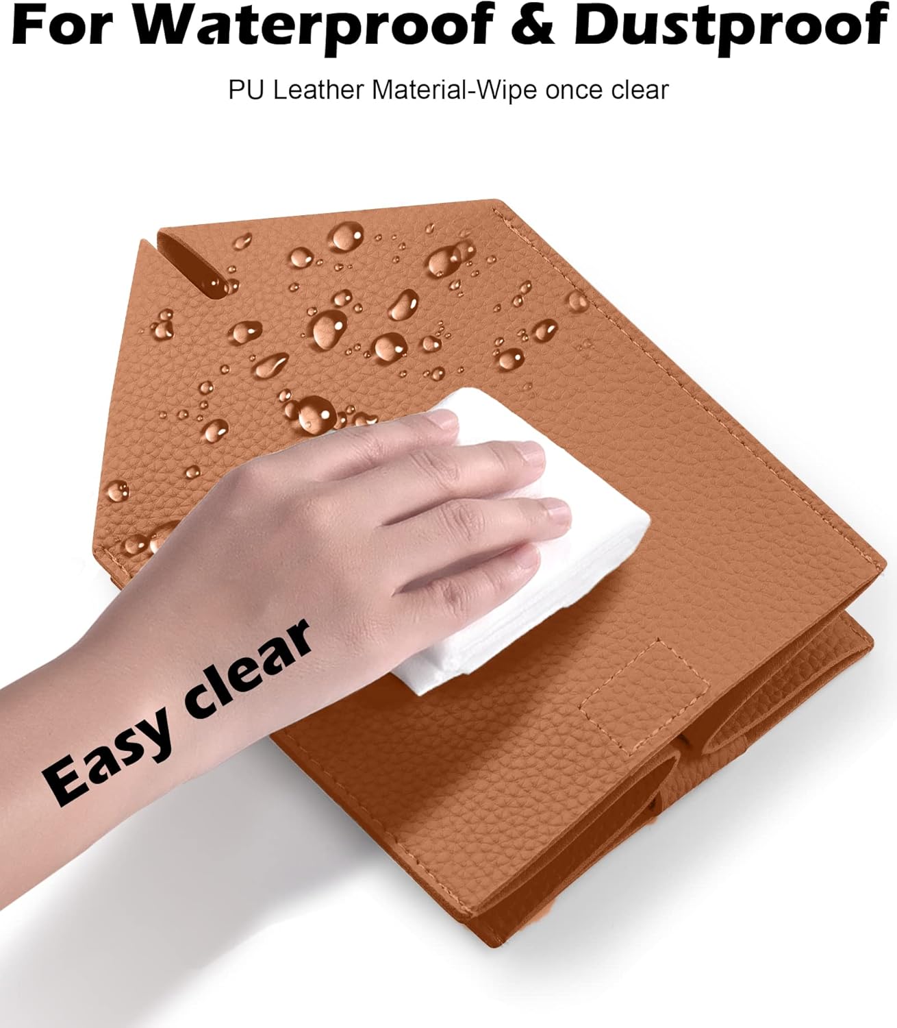 Tissue Box Cover for PU Leather, Modern Simple Solid Color Holder Square Tissue Bag, Ideal for Bathrooms,Office,Car,Nightstand,Outdoor Tent,Dining Table,5"X5"X5", Single Camel