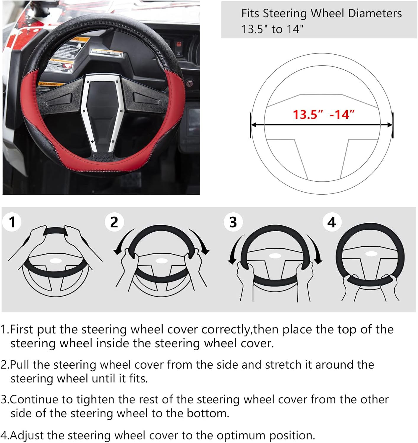 UTV Boat Steering Cover, 13.5"-14" Universal for Club Car DS, Yamaha & More - Non-Slip, Comfortable (Fashion)