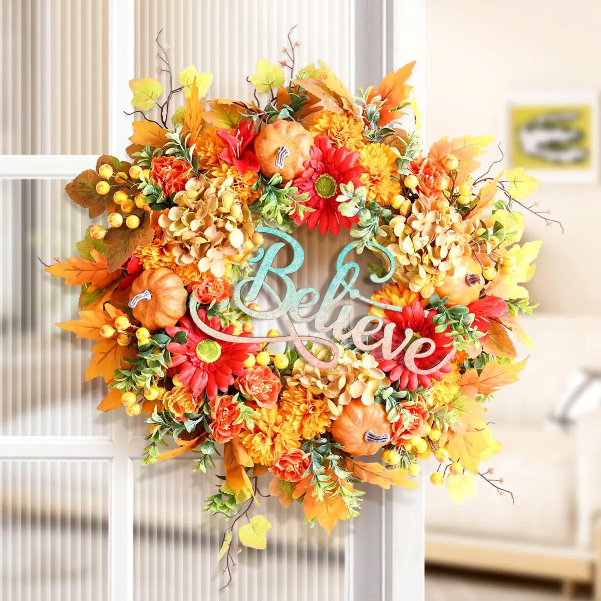 8 Pack 8 Inch Wood Believe Signs Cutouts Wood Believe Word Letters Wooden Believe Word Hanging Ornaments DIY Believe Word Craft for Home Party Decoration