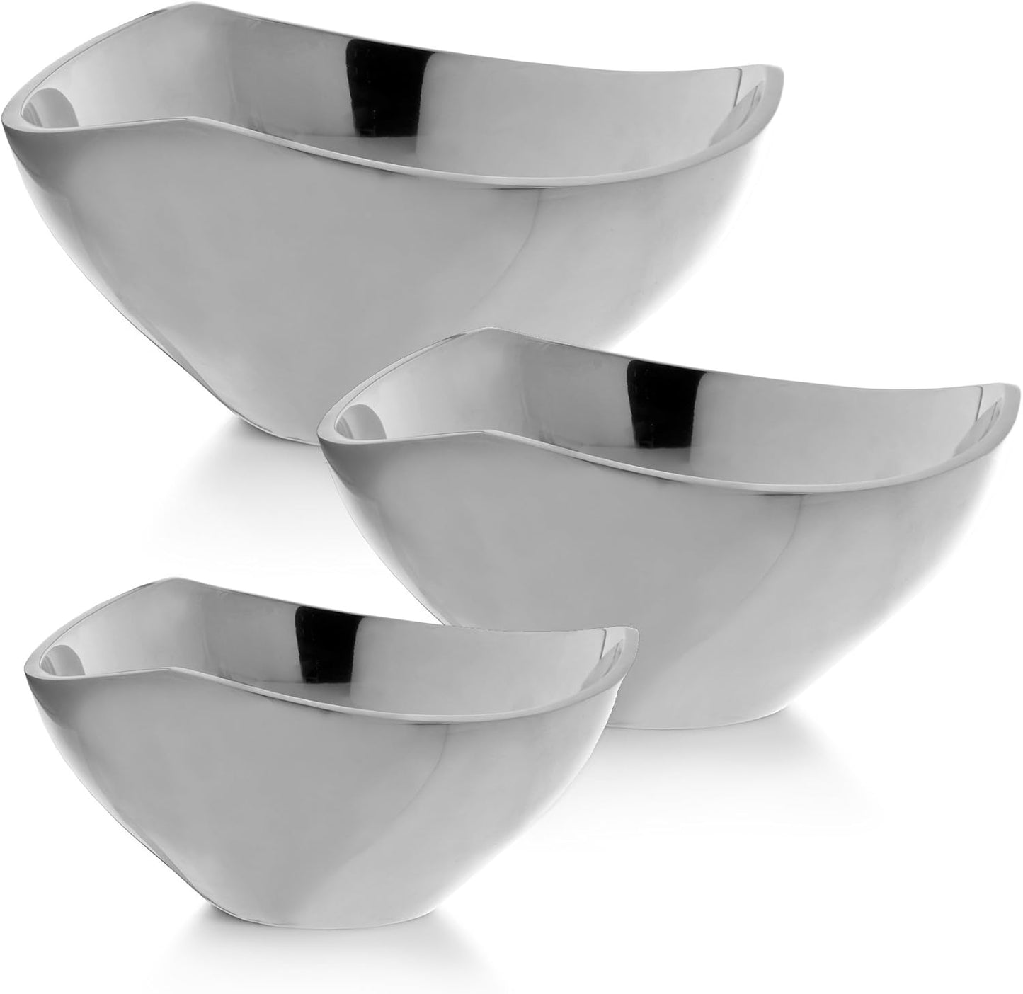 Nambe Tri-Corner Olive Bowl | Chilled Serving Dish for Side Dishes, Pasta, Fruit, and Guacamole | Prep-Ahead-Bowl Can Be Heated or Chilled | 6-Inch | Made of Metal Alloy (Silver)