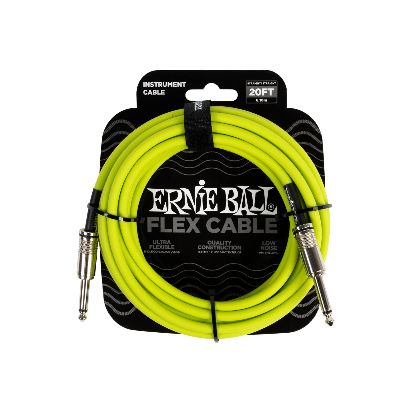 Ernie Ball Flex Instrument Cable Straight/Straight 20ft - Green