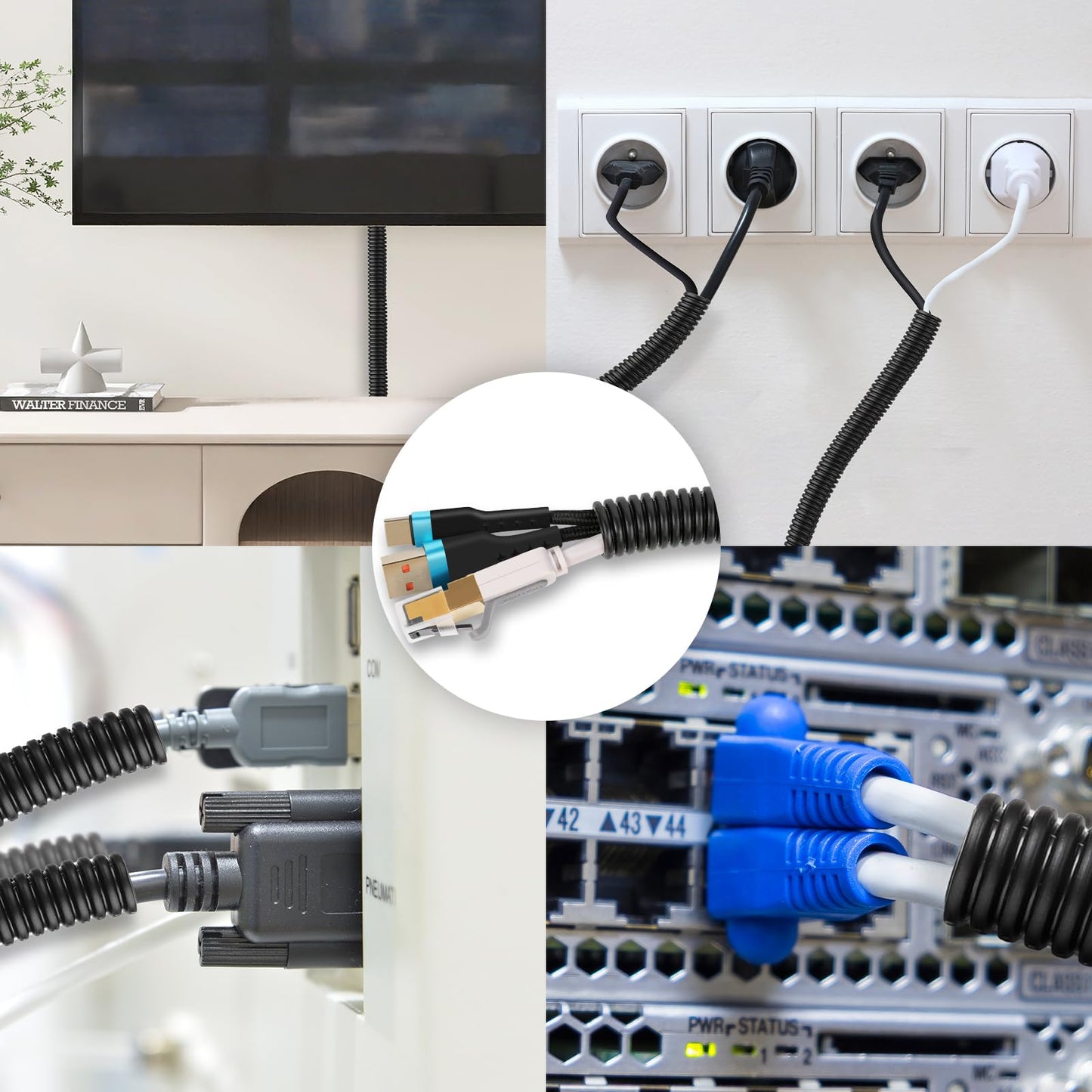 Wire Loom 1/4", 1/2", 3/8 Inch x 50 FT, Split Wire Loom Tubing Wire Conduit, Cable Sleeves Bulk Flexible Electrical Conduit Protective kit