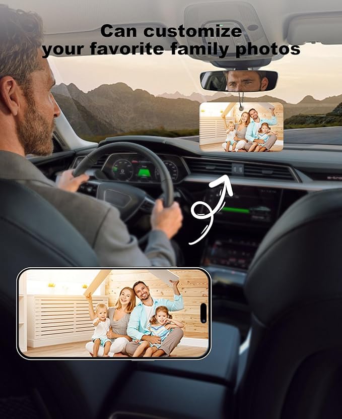 Personalized Double-Sided Custom Car Air Freshener with picture Photo - 100% Natural Material - Various Fragrance Types - Long-lasting Scent - Ideal for Car, Home, and Gifting (Rectangle-horizontal)