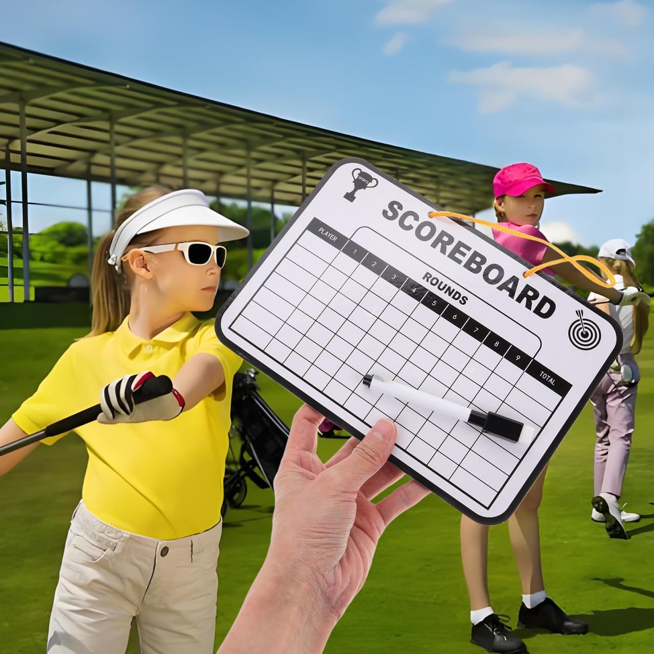 Golf Scoreboard Double-Sided Dry Erase Scorecard for Keeping Compact and Portable Whiteboard for Kids and Adults
