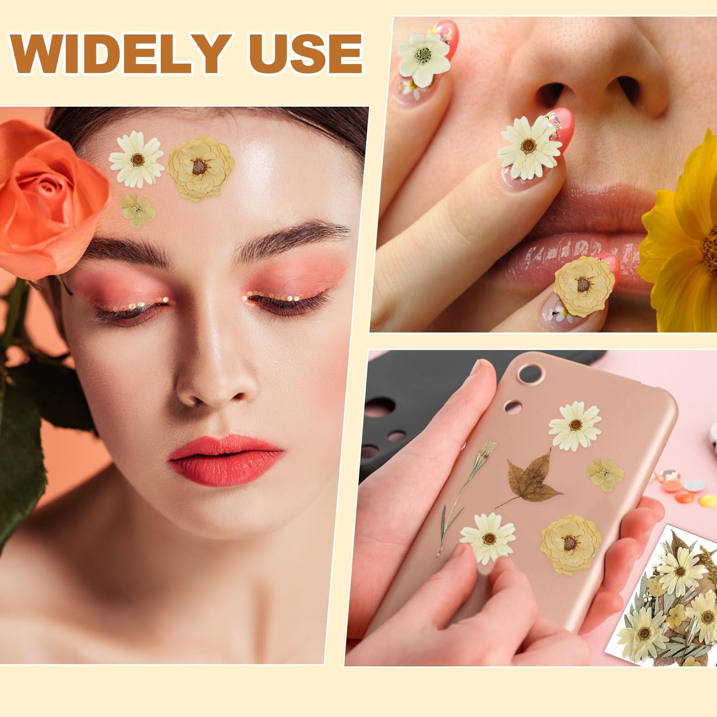 Nuanchu Dried Pressed Flowers for Soap Making Dried Flower Resin Crafts Vintage Pressed Wildflowers Leave with Tweezer for Mother's Day Craft Resin Mold Bride Scrapbook Supplies Nail Soap Wedding DIY