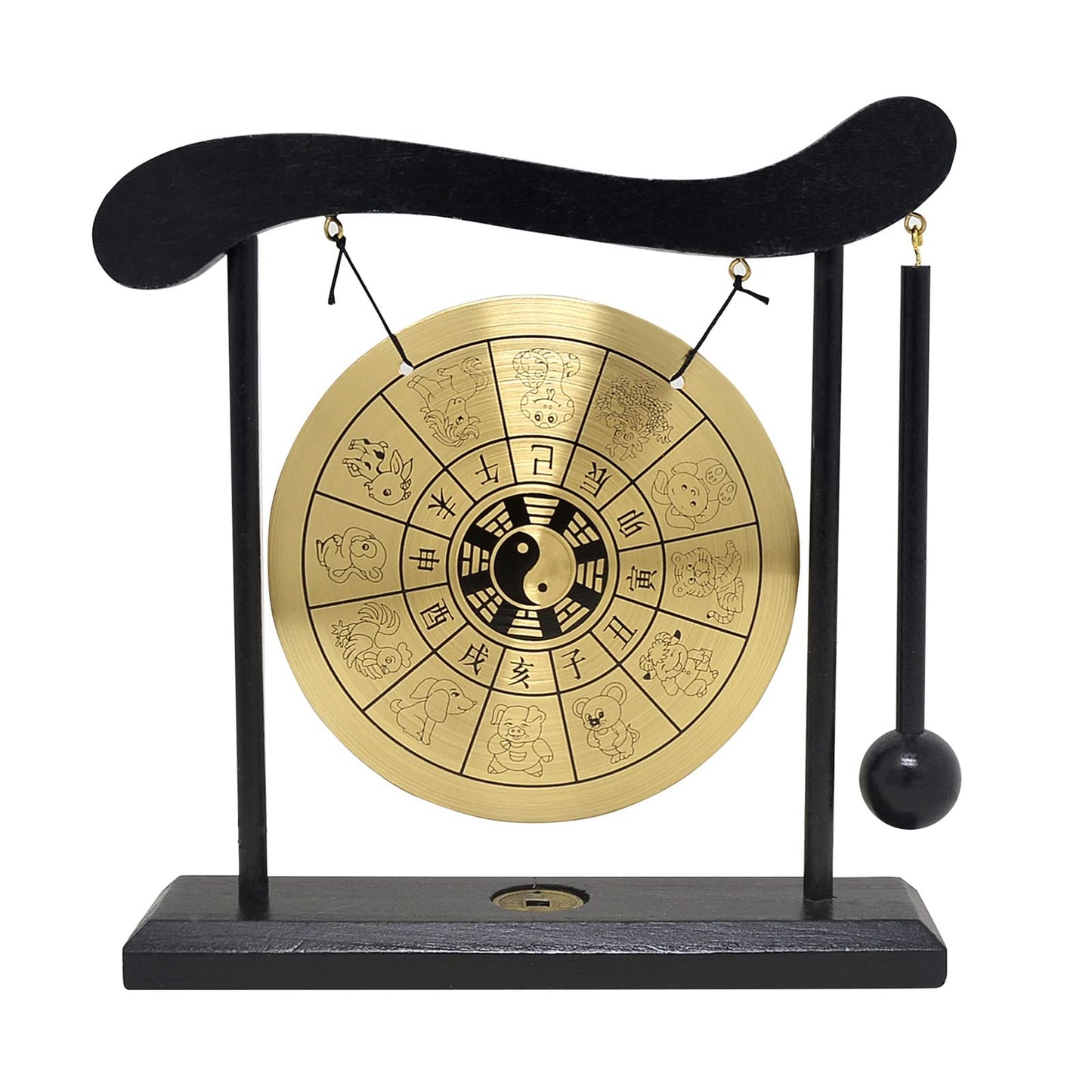 Zen Art Brass Feng Shui Desktop Zodiac Gong for Decor W1649