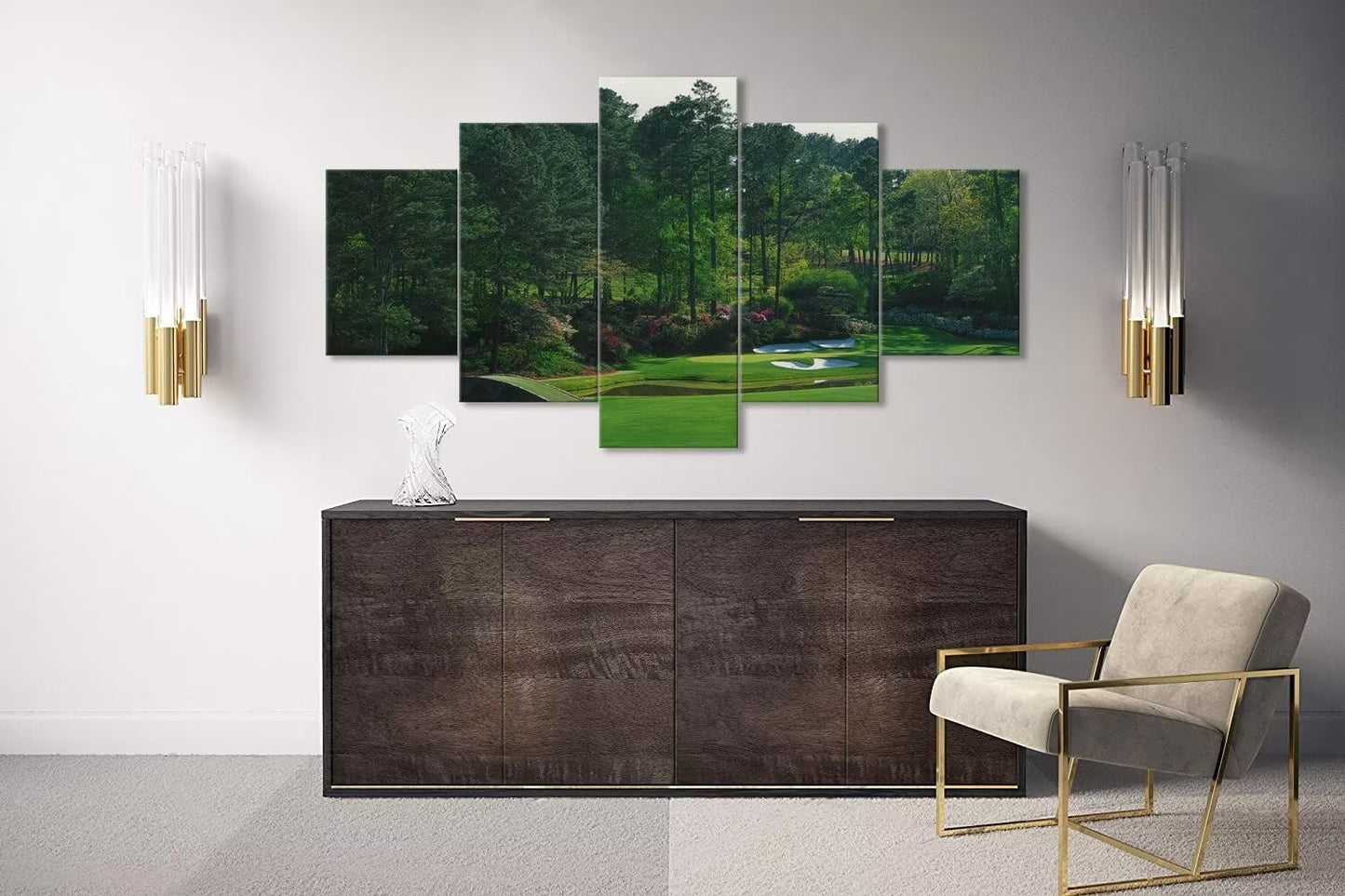 chenchenArt Augusta National Golf Course Wall Art for Living Room Bedroom Bathroom Home Decorations Augusta Golf Course Pictures Canvas Prints Framed Ready to Hang(60''W x 40''H)
