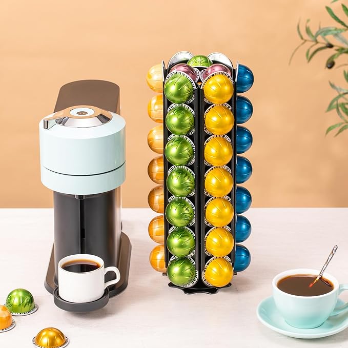 Rice rat vertuo Pods Holder Capsules with Central Extra Pod Storage (Carousel-42+ Pods)