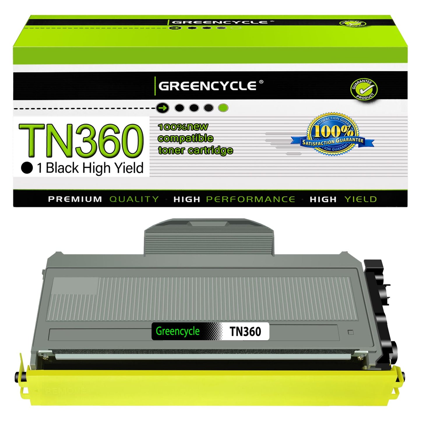greencycle High Yield 1 Pack Compatible Toner Cartridge Replacement for Brother TN360 TN-360 TN330 TN-330 use with DCP-7040 MFC-7840W HL-2140 MFC-7340 MFC-7440N HL-2170W HL-2150N Printer ( Black ) -Like New
