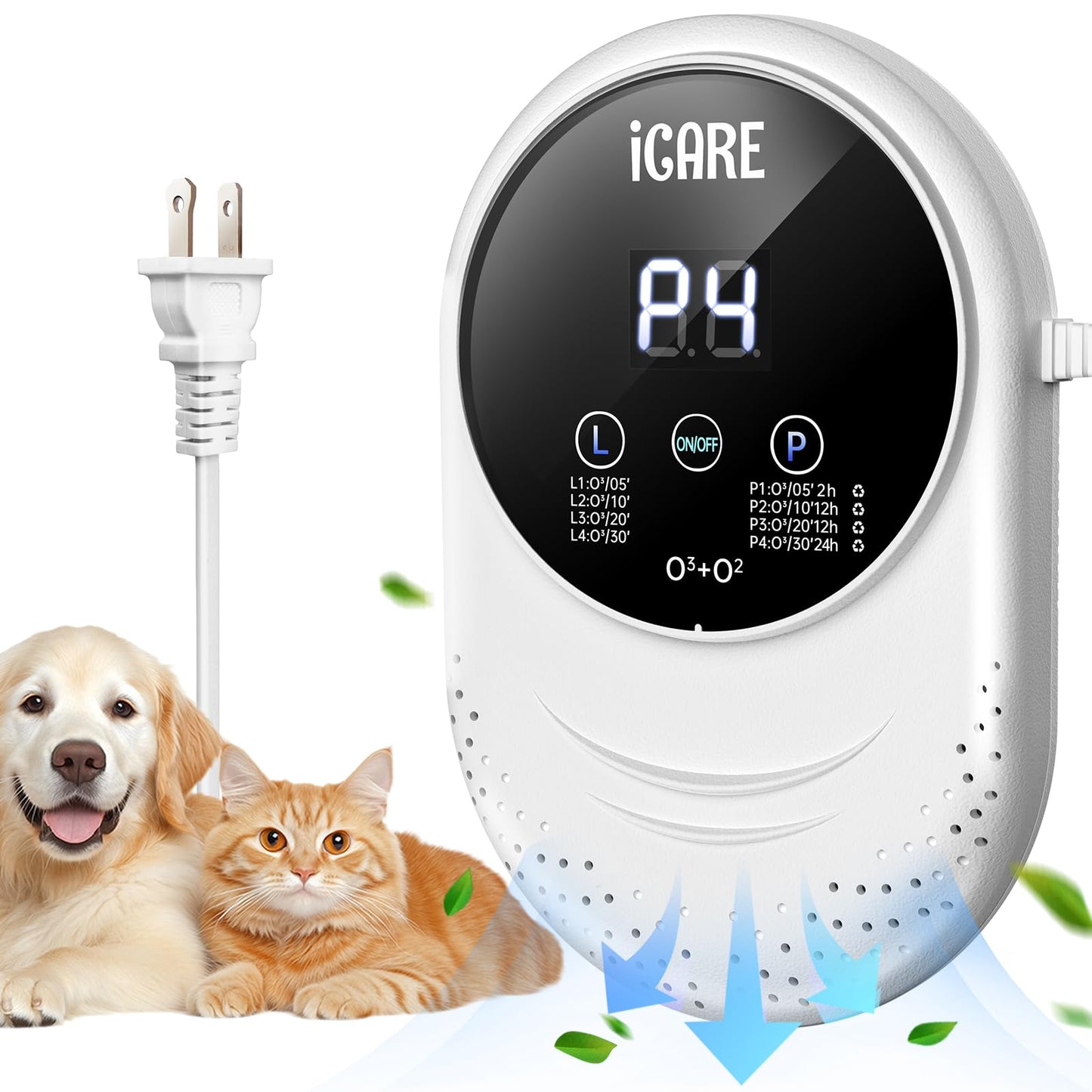 Ozone Odor Eliminator for Strong Odor 99% Cat Litter Deodorizer Pets Poof Odor Removal Air Ionizers Home Plug-in Air Purifier fo