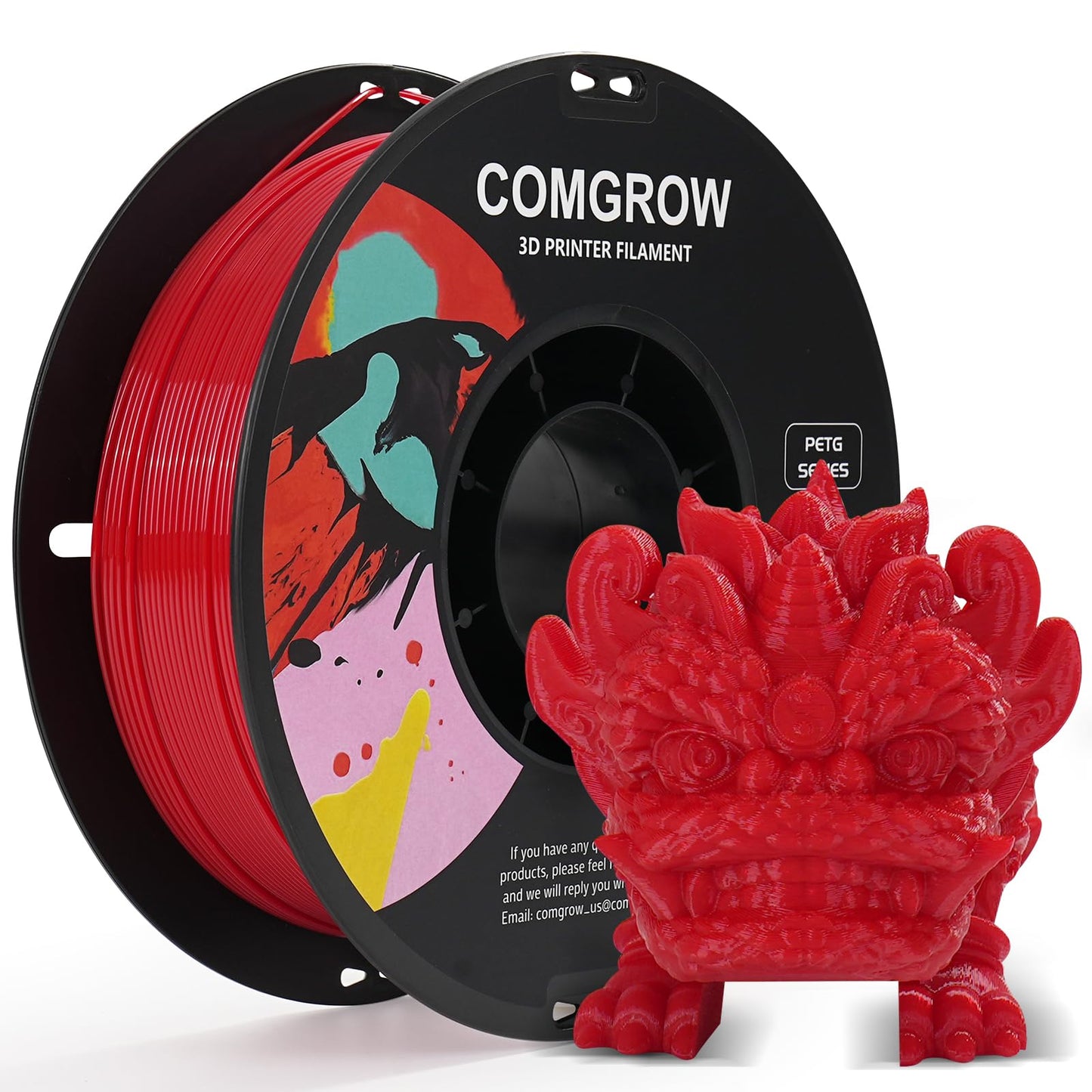 Comgrow PETG 3D Printer Filament 1.75mm, High Precision and Tough 3D Printer Filament 1kg (2.2LBS), Dimensional Accuracy +/- 0.0