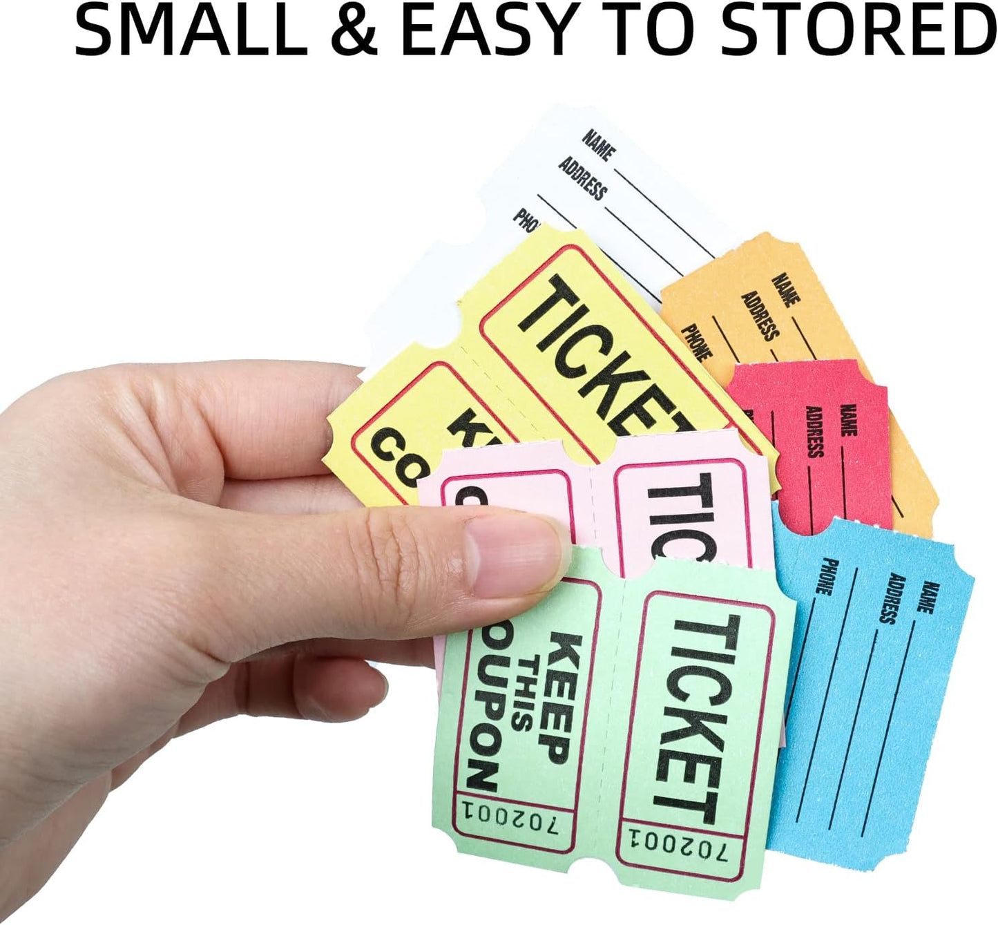 Raffle Tickets Roll - 2000 Tickets Double Roll for Fundraisers, Carnivals, Events - Durable Stub Design, Easy Tear & Organize(White)